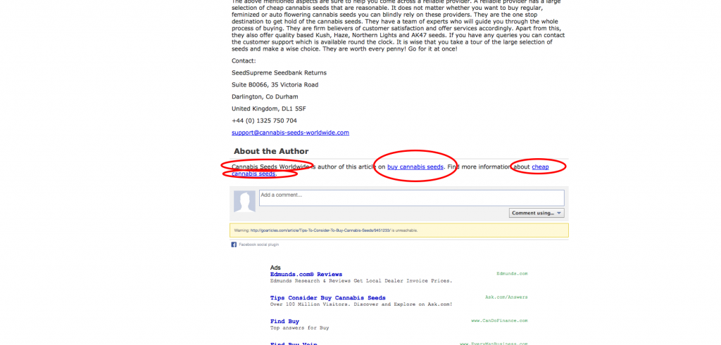 Excessive Keyword Anchor Text