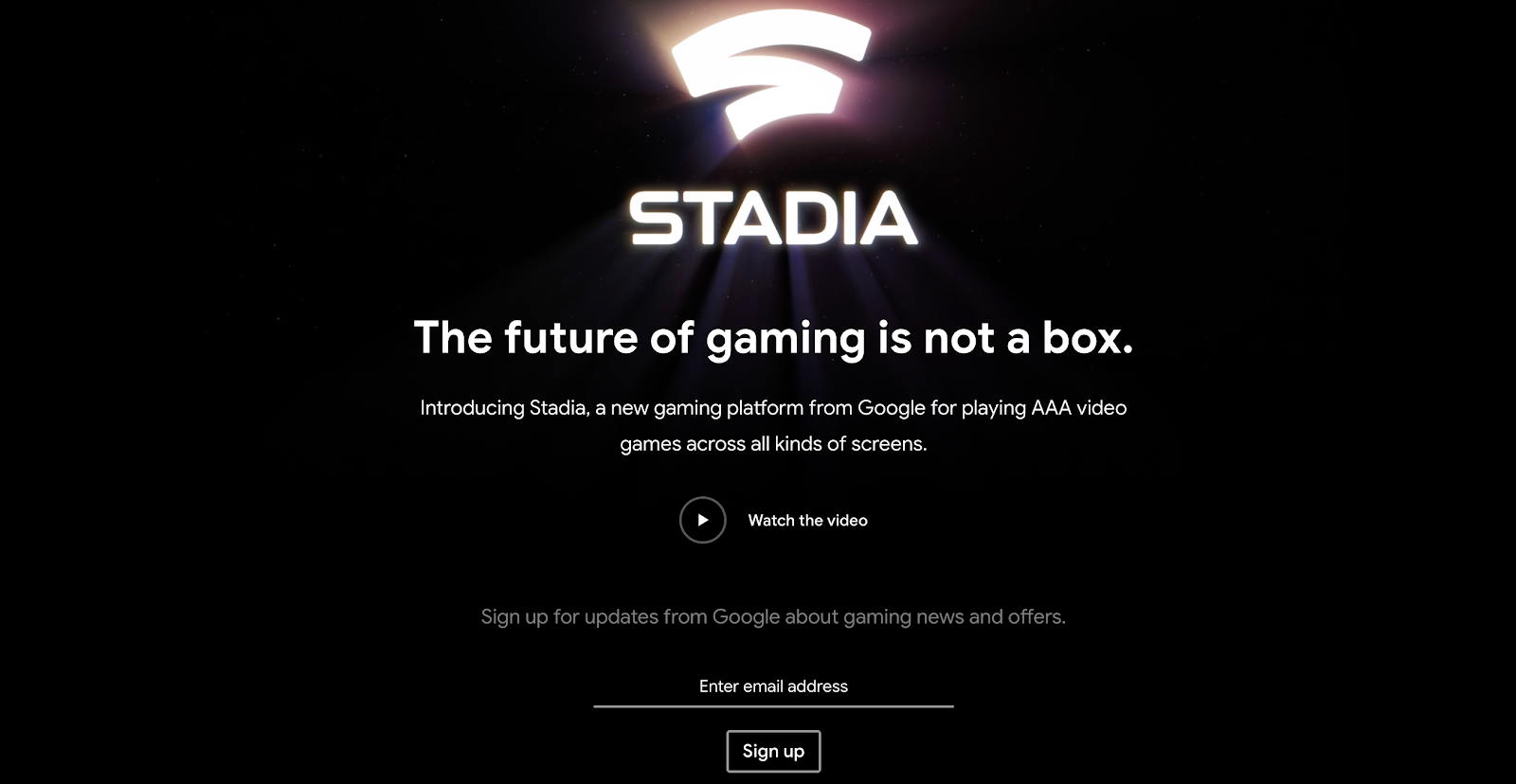 Google Stadia CTA Signup Example