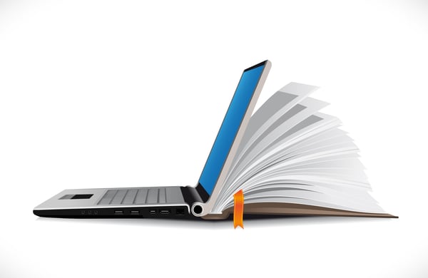 Knowledge Base Laptop and Book Icon