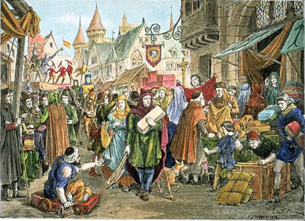 Market Town Middle Ages Illustration