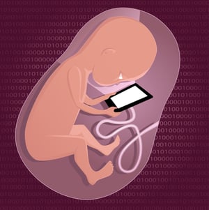 Watching a tablet in the womb