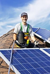 Roofer with solar happy