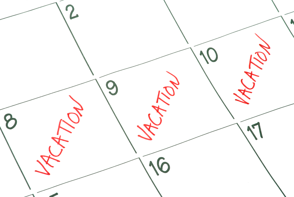 Calendar marking vacation days